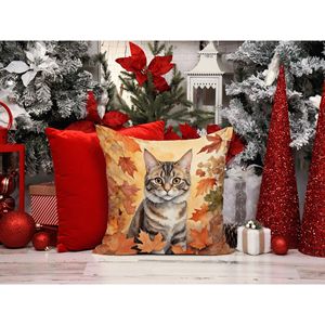 American Bobtail Cat Decorative Outdoor/Indoor <b>Throw</b> Pillow 14x14 Machine Washable <b>for</b> <b>Couch</b> Bed Patio Fall Leaves Design - Product Image 6