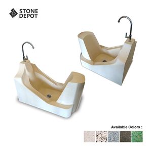 1st Quality Resin Terrazzo Wudu Muslim Oval Shaped Sink Pedestal Lever Handle Faucet Easy Clean Modern Design Bathroom - Product Image 4