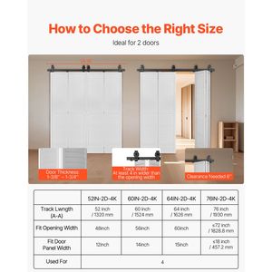 Kit Binario per Porta Scorrevole a Soffietto da 60 Pollici con Montaggio Superiore, Scorrimento Fluido e Silenzioso, Resistente, Facile da Installare, per Applicazioni in Camera da Letto - Product Image 6