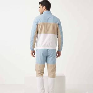 Custom Men's Color Block <b>Nylon</b> Tracksuit Windbreaker Jacket and Snap Button <b>Pants</b> Set Streetwear - Product Image 3