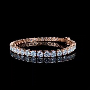 14K Rose <b>Gold</b> Tennis Bracelet Trending Round Brilliant Cut Lab Grown Diamond <b>Bangle</b> VVS2 Clarity F Color IGI Certified Unisex - Product Image 1