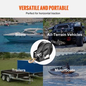 Treuil manuel robuste de 1600 lb avec sangle en polyester de 33 pieds et cliquet bidirectionnel pour remorque de bateau – Treuil à manivelle bidirectionnel - Product Image 5