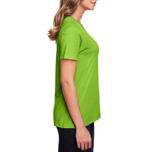 T-shirt pull-over décontracté à col rond et manches courtes, couleur unie, effet délavé, pour femme – Commande en gros du fabricant pour l'été - Product Image 4