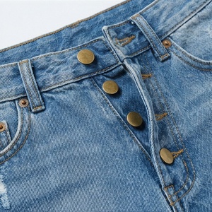 Plus Size Women <b>Denim</b> Shorts <b>Stretch</b> High Waist Vintage Washed Button Ripped Design Casual Summer Outdoor Wear Garments - Product Image 4