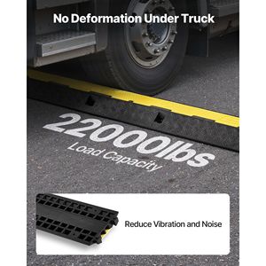 แผ่นยางป้องกันสายเคเบิลแบบหนาพิเศษ รับน้ำหนักได้ 22,000 ปอนด์/เพลา 1 ช่อง สำหรับป้องกันสายไฟ สายยาง ขนาด 2.76 x 1.97 นิ้ว สำหรับจราจร - Product Image 3