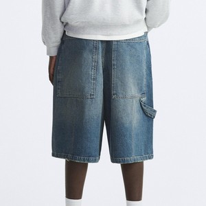Nouveauté Short en jean délavé pour homme, taille mi-haute, style cargo, en polyester/coton, décontracté, pour l'été, coupe droite, OEM - Product Image 2