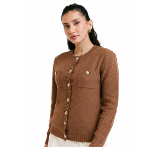 Customizable Color Front Logo Winter Button Hot Selling Women's Casual Long Sleeve Solid Color Knitted Women's <b>Cardigans</b> <b>Sweater</b> - Product Image 3
