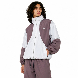 Custom Contrast Panel Track Windbreaker <b>Jacket</b> Vintage High Collar <b>Lightweight</b> Streetwear <b>jacket</b> for men Nylon Outerwear OEM ODM - Product Image 2