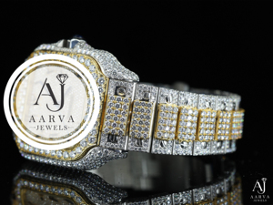AARVA JEWELS นาฬิกาเพชรทรงสี่เหลี่ยมหรูหรา สแตนเลสสตีล อะนาล็อก ควอตซ์ สำหรับทุกเพศ 38 มม. คริสตัลแซฟไฟร์ ตัวล็อคแบบผีเสื้อ - Product Image 4