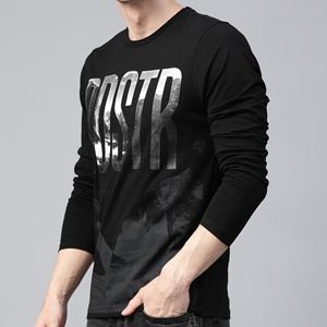 Custom Distressed Graphic <b>Long</b> Sleeve Tee Men <b>Black</b> Streetwear <b>Shirt</b> OEM Wholesale BD - Product Image 5