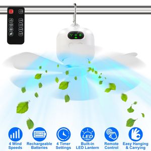 Portable 8000mAh Battery Powered Camping <b>Fan</b> LED Lantern 4 Speeds 4 Timer Settings Carabiner Digital Display for <b>Tent</b> Canopy RV - Product Image 1