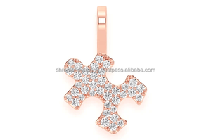 Collar con Colgante Minimalista de Oro Sólido de 10K con Diamante Natural, Diseño Único Estilo Vintage, Mini Pieza de Rompecabezas, Lindo y Personalizado - Product Image 6