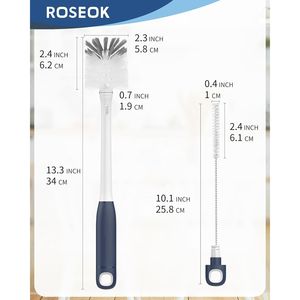 Spazzola 2-in-1 Blu Navy con Manico Lungo per Pulizia Bottiglie e Cannucce, per Bottiglie Sportive in Vetro e Tazze da Caffè, Confezione da 1 - Product Image 2