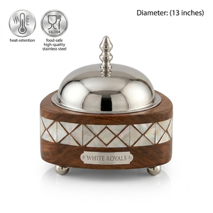 Modern Luxury Durable Food Warmer Hotpot <b>Set</b> Mother Pearl Geometric Detail Stainless Steel Lid Enamel Coated Casserole GCC Bulk - Product Image 4