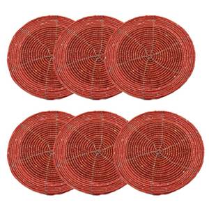 Handmade <b>Round</b> Red Beaded Coasters Cotton Placemats Home Decoration Table Mats - Product Image 6