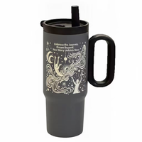 Vaso de Acero Inoxidable 316 de Gran Capacidad (40 oz) con Asa y Pajita, Diseños Motivacionales y con Estampados de Naturaleza