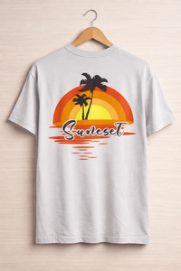 Camiseta Gráfica Negra Oversize para Hombre, Estampado de Atardeceres y Playa, Algodón, Estilo Urbano, Casual, Holgada, con Logo Personalizado - Product Image 4