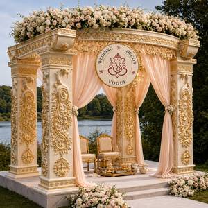 Adjustable Crystal <b>Wedding</b> Mandap Canopy <b>Frame</b> With Floral Stand Indian Ceremony Stage Backdrop Event Decoration - Product Image 1