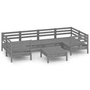 Set da salotto da 7 pezzi grigio tinta unita mobili da giardino in pineta - Product Image 2