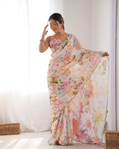 Dupatta en Chiffon Lourd Imprimé Floral pour Femme, Style Indien et Pakistanais Traditionnel, Tenue Décontractée Longue et Ample, Style Estival - Product Image 4