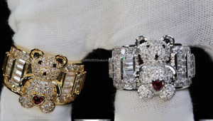 Baguette Moissanite Diamond Teddy Bear Cluster <b>Ring</b> 925 Sterling Silver Rhodium Plated Hip Hop Style Iced Out <b>Ring</b> for Gifts - Product Image 4