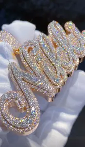 Colgante personalizado de hip hop en plata de ley 925 con diamantes de moissanita VVS que pasan la prueba, colgante con nombre en letras para hombre. - Product Image 4