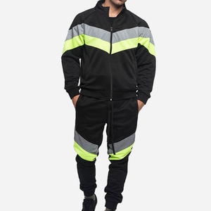 Chándal Deportivo para Hombre, Color Negro, con Bloques de Color, Ecológico, de Poliéster/Algodón, Manga Larga, con Capucha, Pantalones Deportivos con Bolsillos Laterales, Elástico, para Invierno - Product Image 6