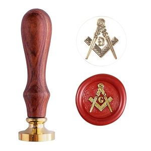 Sceau de cire maçonnique traditionnel avec équerre et compas, cadeau maçonnique, sceau de cire épée maçonnique, diamètre 1'' - Product Image 1