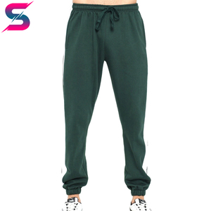 Men's Dark Green Hooded <b>Tracksuit</b> With <b>White</b> Stripe Color Blocking Full Length Casual Autumn Wear 100% Cotton Side Pockets - Product Image 5