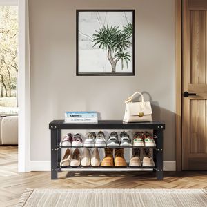 Scarpiera a 3 livelli in bambù senza giunture, moderna, in legno massello, organizer e scaffale per scarpe, mobile per la casa con funzione regolabile - Product Image 2