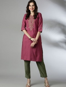 Indian Ethanic Wear Viscose Rayon with Beautiful Embroidery Work Casual and Festival Wear Kurtis Collections for Women Wear - Product Image 1
