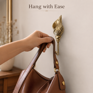 Decorative Brass Leaf Wall <b>Hook</b> Vintage Wall Mounted Coat <b>Hook</b> Heavy Duty Key <b>Towel</b> Bag Hanger Antique Home Organizer and decor - Product Image 3