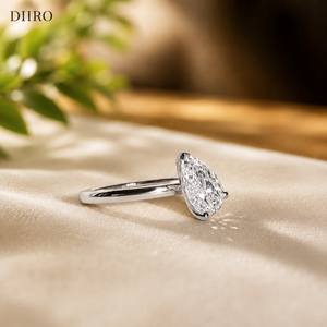 Anillo de Compromiso con Diamante Corte Pera, Chapado en Oro Amarillo de 14K, Anillo de Boda Solitario para Mujer, Certificado por GRA - Product Image 4