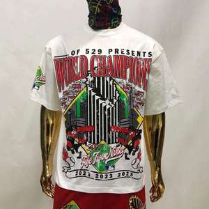 Camiseta Gráfica Vintage para Hombre, Oversize, de Algodón, con Estampado de Campeones Mundiales de Béisbol 2026, Estilo Retro, Streetwear, Hip Hop, Holgada - Product Image 1