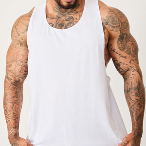 Camisetas sin mangas para hombre, camiseta de punto, camiseta blanca, corte holgado, sin mangas, chaleco de gimnasio para hombre - Product Image 3