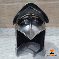 Casco de Barbuta de Acero Medieval con Acabado Pulido, Armadura de Caballero para Recreación Histórica, Feria Renacentista y Batalla