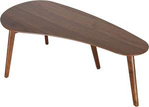 Table basse abstraite de style Mid-Century Modern en bois massif, forme unique, pour salon - Product Image 3