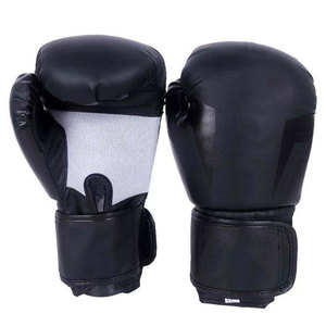 Gants de boxe en cuir noir avec fermeture Velcro, respirants, pour adultes, équipement d'entraînement unisexe - Product Image 2