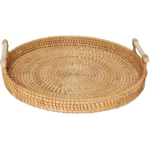 Plateau en rotin personnalisé pour servir et présenter avec support OEM Rotin naturel et perle du Vietnam - Product Image 5