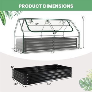 Serre de jardin 3-en-1 de 69 pouces avec jardinière et lit de culture en acier galvanisé, mini-serre avec fenêtres à fermeture éclair - Product Image 3