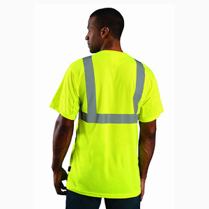 เสื้อยืดเซฟตี้สีเหลืองสะท้อนแสงสำหรับผู้ชาย แห้งเร็ว ผลิตจากโพลีเอสเตอร์ เหมาะสำหรับงานฤดูร้อน ทรงปกติสำหรับผู้ใหญ่ - Product Image 3