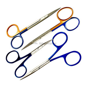 กรรไกรตัดม่านตาแบบมืออาชีพ ขนาด 4.5 นิ้ว ปลายแหลมคม ใบมีดโค้งและตรงสำหรับการผ่าตัด ด้ามจับสีสันต่างกัน ทำจากสแตนเลส ได้รับมาตรฐาน CE - Product Image 3