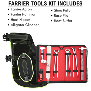 Complete Horse Shoeing Tool Set Farrier <b>Apron</b> Included Hoof Nipper Hammer Alligator Clincher Shoe Puller Rasp File Hoof Buffer - Product Image 2