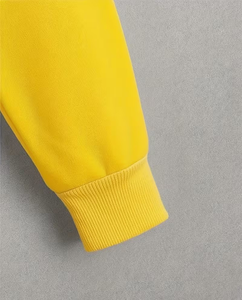 Women's Yellow Crew Neck Long Sleeve Solid Woven Polyester/Cotton Fleece Eco-Friendly Casual Winter Sweatshirt Front - Product Image 4