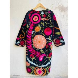 Hand Embroidered Floral Velvet Cotton <b>Kimono</b> <b>Robe</b> Women's <b>Long</b> Full Sleeve Eco-Friendly Anti-Wrinkle Breathable Spring Autumn - Product Image 2