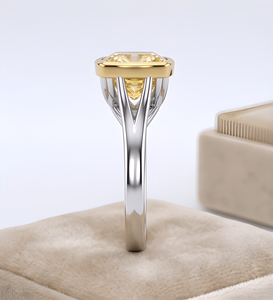 Fancy Yellow Squear <b>Cushion</b> Cut Lab Grown Diamond <b>Ring</b> For Women's Classic Jewelry | Engagement <b>Wedding</b> Party & Gift - Product Image 4