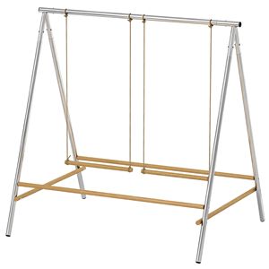 Gabbie per animali da fattoria: Posatoio per galline color argento con 2 barre oscillanti per il posizionamento, accessori per pollaio - Product Image 1