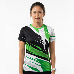 Camiseta Deportiva Sublimada para Hombre, Manga Corta, Cuello Redondo, Patrón Geométrico, Secado Rápido, Corte Regular, Verde, Negro, Blanco - Product Image 5