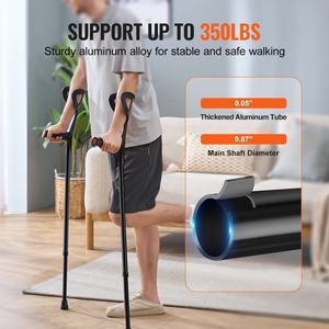 Muletas Médicas de Aluminio Ligeras con Altura Ajustable en 10 Niveles para Adultos, Andador Plegable para Antebrazo y Rollator - Product Image 4