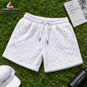 New Design Custom Men’s Rhinestone <b>Fleece</b> <b>Shorts</b> Luxury Bling Crystal Cotton Sweat <b>Shorts</b> Casual Streetwear Gym <b>Shorts</b> with Logo - Product Image 6